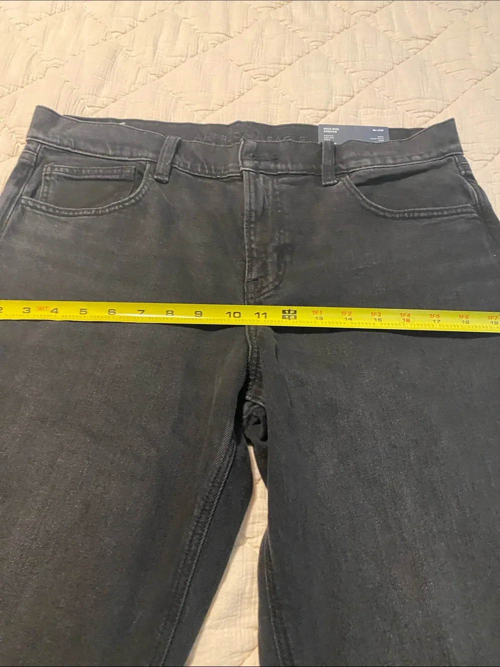 American Eagle Outfitters Black Straight-Leg Jeans high-rise stretch Long